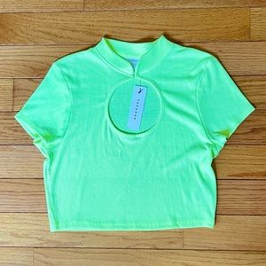 NWT Topshop Neon Green Cut Out Crop Top